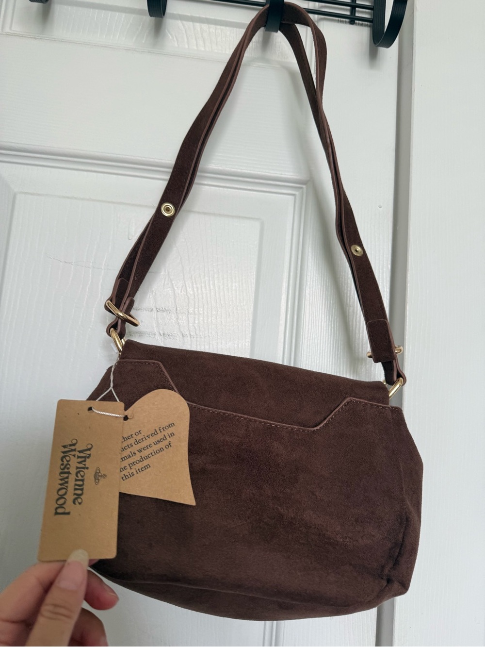 Vivienne Westwood Brown Suede Orb Flap Shoulder Bag - Picture 11 of 11